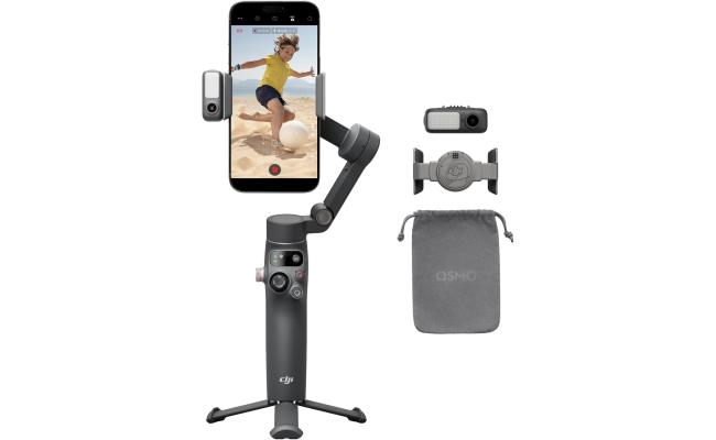 DJI Osmo Mobile 7P Gimbal Stabilizer for iPhone, Android, Native Tracking, Lighting, 3-Axis Phone Gimbal, Quick Launch, One-Tap Edit, Built-in Extension Rod & Tripod, 10hrs Use, Phone Charging - Gray